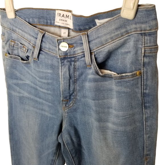 Frame Womens 27 Blue Light Wash Denim Le Skinny de - Picture 5 of 10